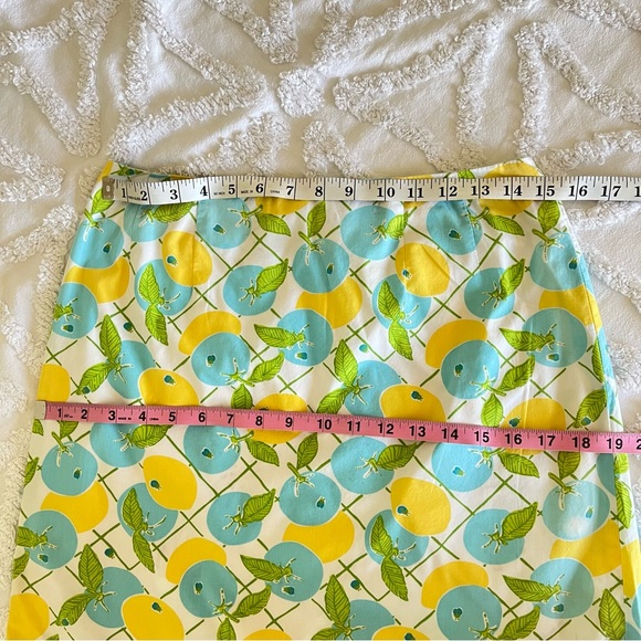Lilly Pulitzer White Label Citron Lemon Skirt Yellow and Blue Fruit Size 6 - Picture 10 of 10
